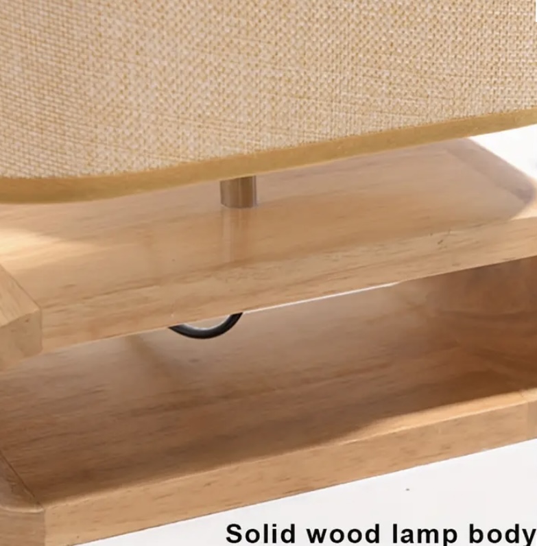 decoración y accesorios - 2 Lámpara de mesa geométrica moderna con base de madera 0