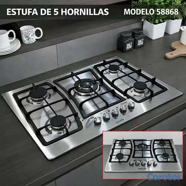 electrodomesticos - Estufa empotrable co. tope de cristal y acero Inoxidable  5