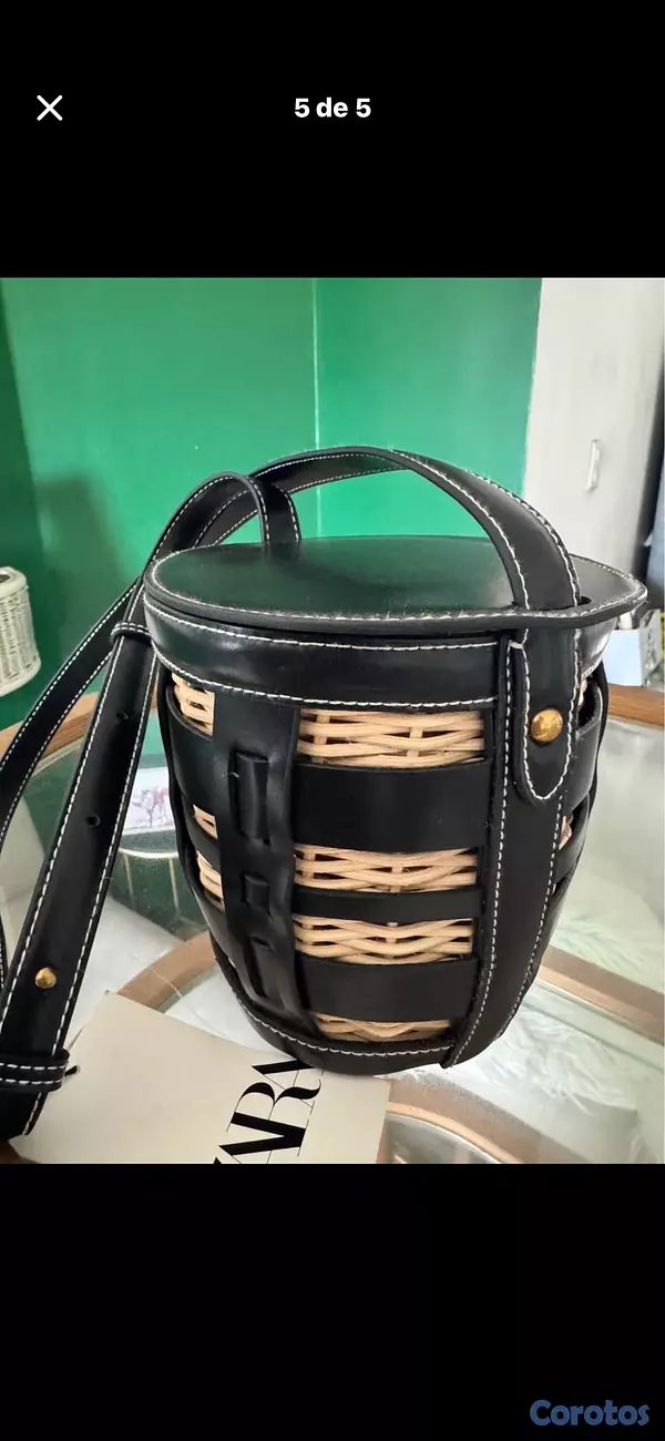 carteras y maletas - Cartera Zara Tipo Boho Elegante Negra y Natural 5