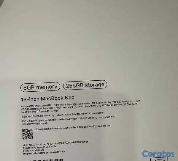 computadoras y laptops - MACBOOK NEO 13.6" 256GB 8GB SELLADA OFERTA 2