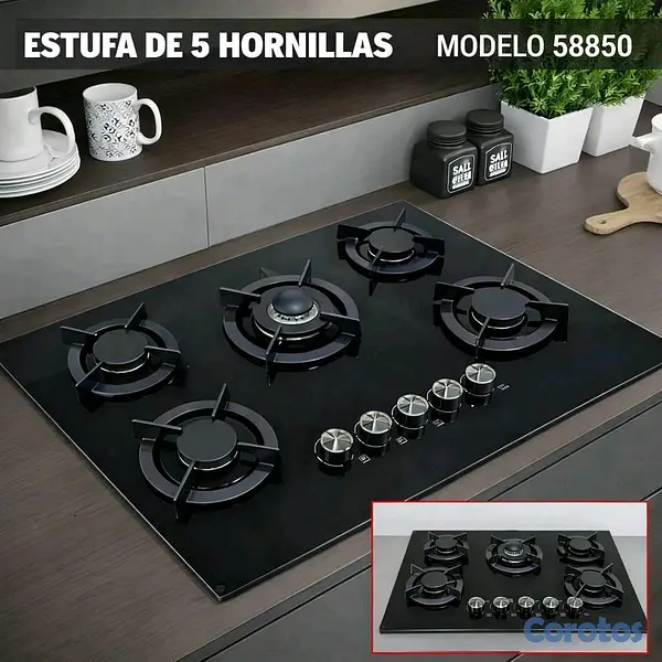 electrodomesticos - Estufa empotrable co. tope de cristal y acero Inoxidable  6