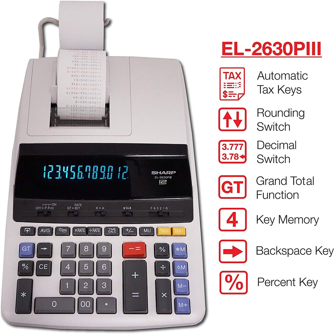 computadoras y laptops - CALCULADORA CON PAPEL SHARP EL 2630 PIII PANTALLA 12 DIGITOS  0