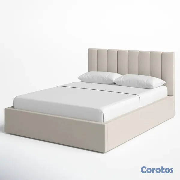 muebles y colchones - Cama tapizada color Beige+ Colchon. Nueva 8