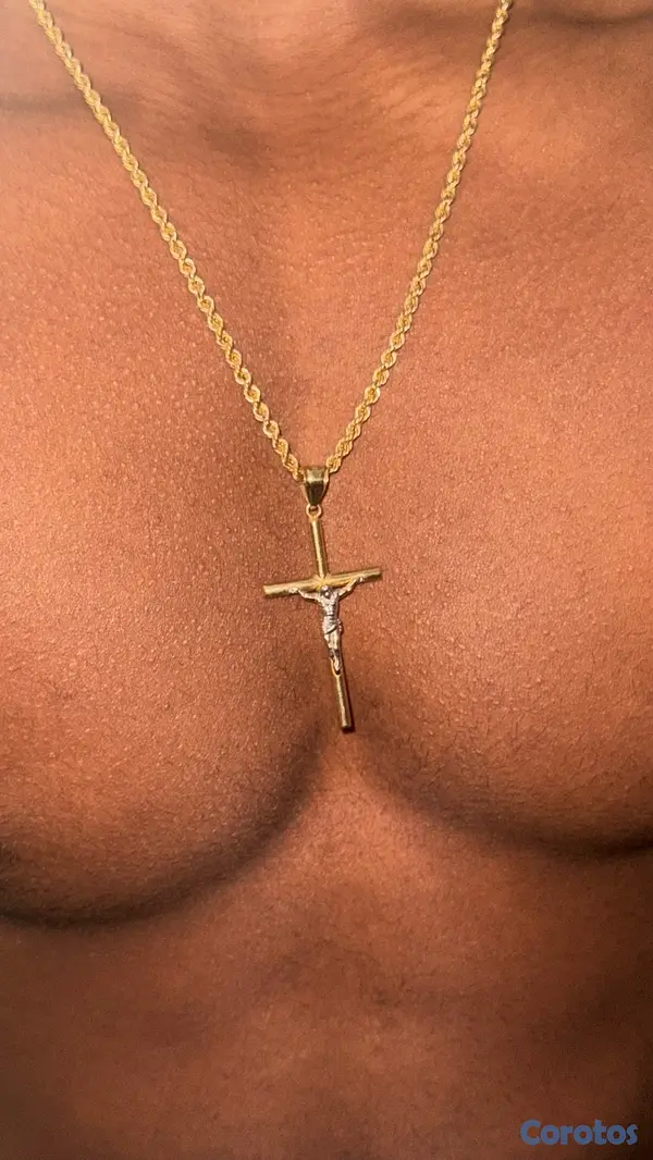 joyas, relojes y accesorios - Cadena de Oro 14k Tejido Soga con Dije de Cruz  5