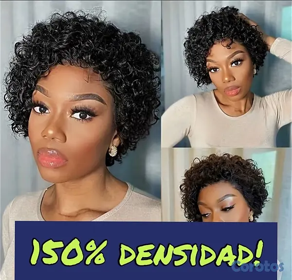 joyas, relojes y accesorios - Peluca Pixie, 100% humano, 150% densidad, Día de l 2