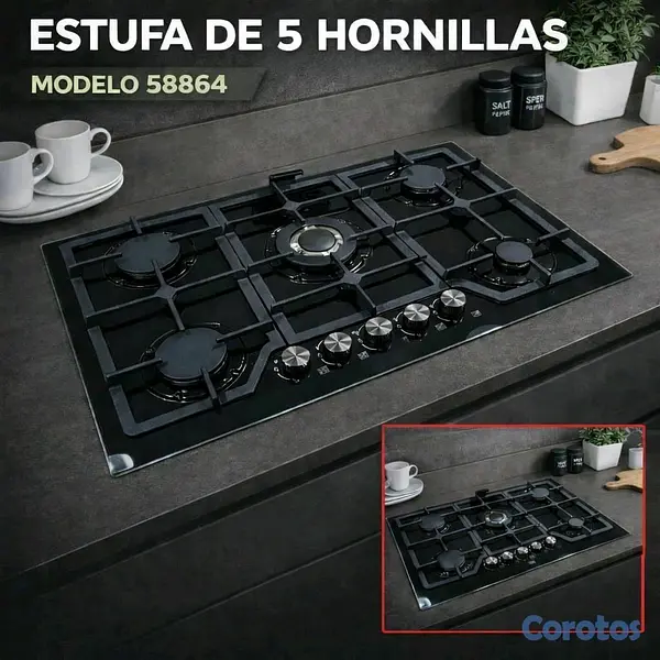 electrodomesticos - Estufa empotrable co. tope de cristal y acero Inoxidable  7