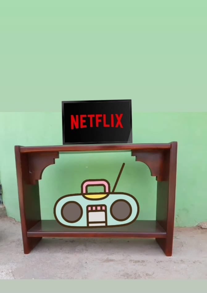cocina - Mesa /repisa para tv y radio en caoba  0