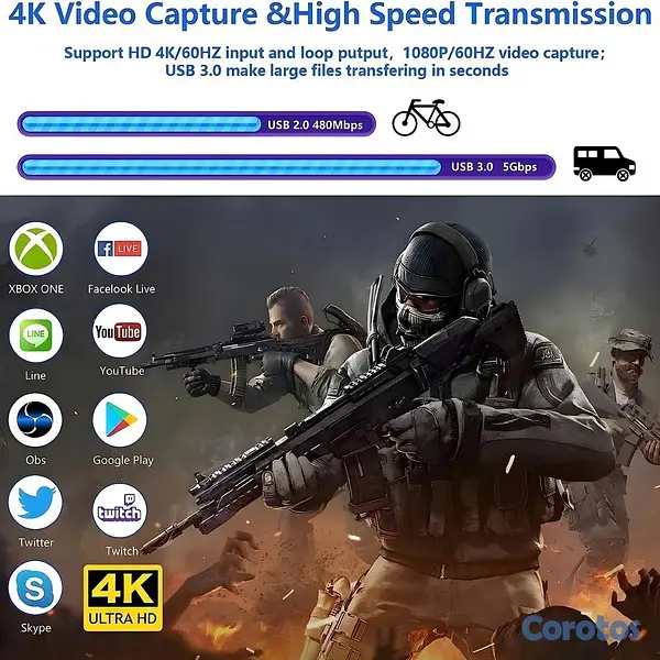accesorios para electronica - Capturadora de Video 4K USB 3.0 – Streaming y Grab 8