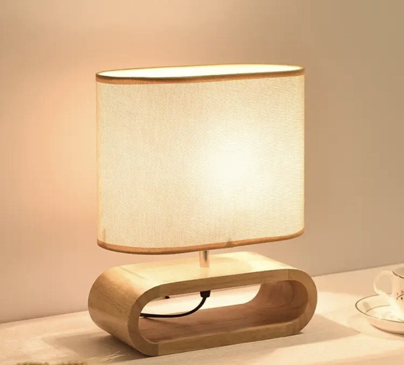 decoración y accesorios - 2 Lámpara de mesa geométrica moderna con base de madera 3
