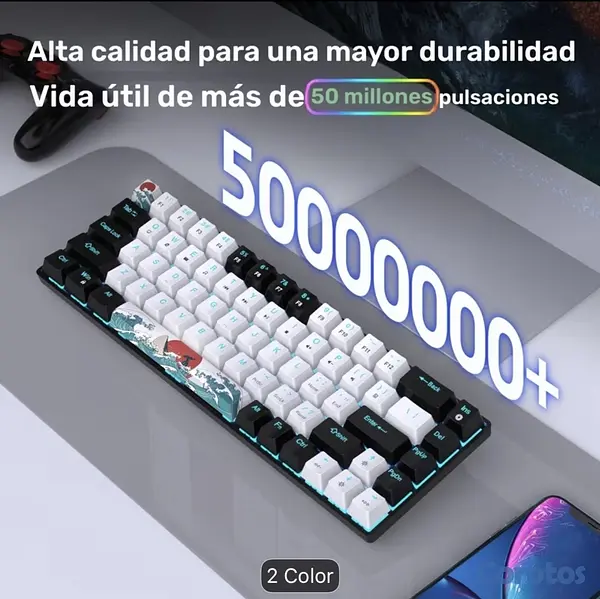 computadoras y laptops - Teclado mecanico retro iluminado color azul 8