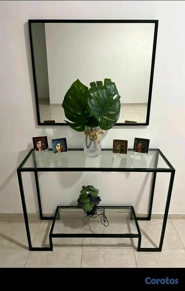 decoración y accesorios - repisa con espejo y cristal  2