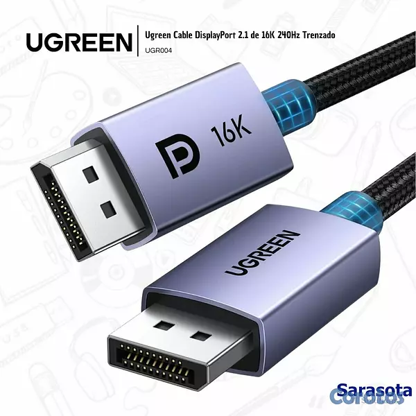 accesorios para electronica - Ugreen Cable DisplayPort 2.1 de 16K 240Hz Trenzado 2