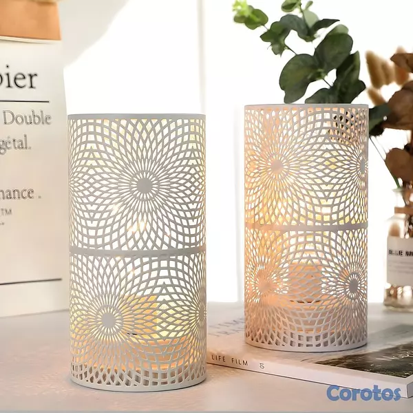decoración y accesorios - Lámpara Decorativa de Metal con Vela LED – Luz Agr 4