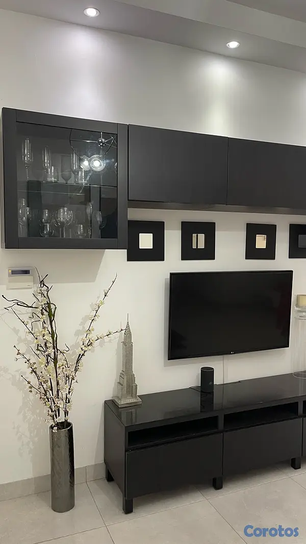 muebles y colchones - Mueble modular tipo IKEA para TV – moderno y elegante en negro 5
