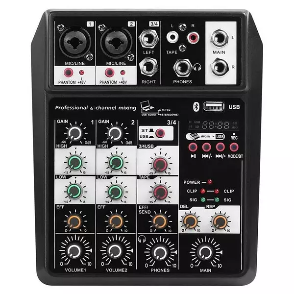 camaras y audio - MEZCLADOR DE AUDIO DE 4 CANALES MIXER USB PORTATIL 3