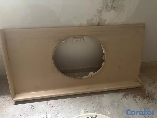 herramientas, jardines y exterior - Lavamanos con tope y mueble en caoba  2