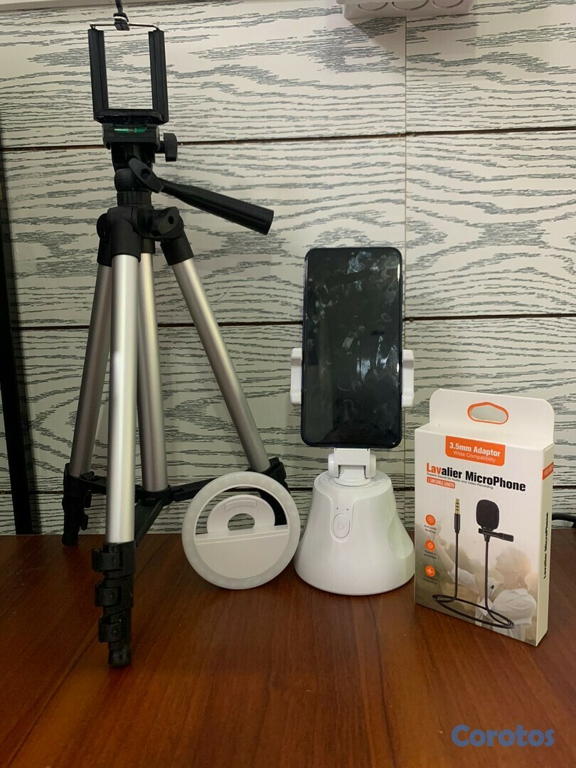 celulares y tabletas - Combo emprendedor para tiktoker aro de luz, trípode soporte y micrófono  3