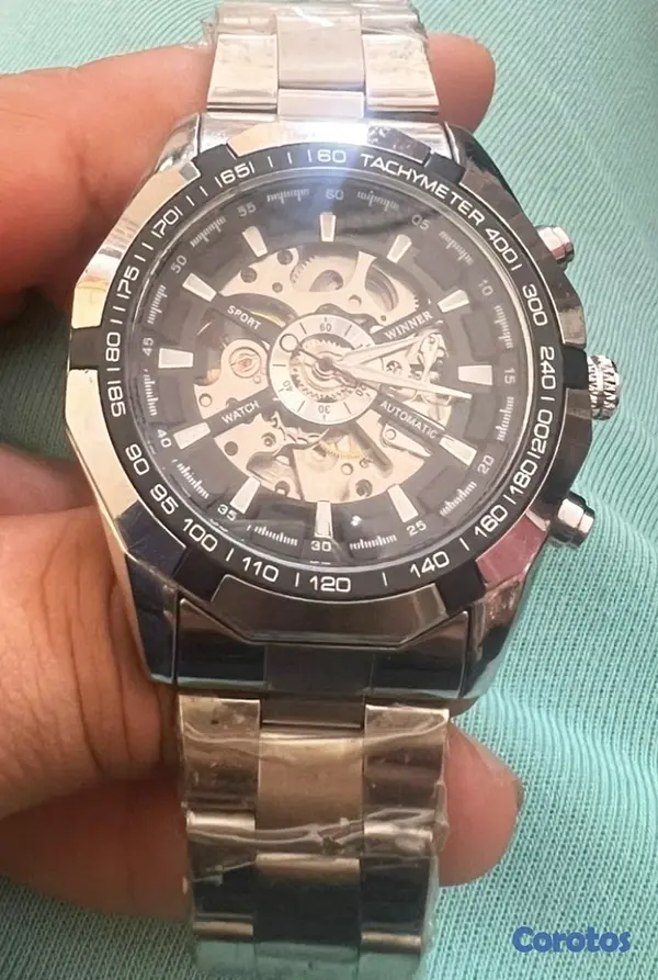 joyas, relojes y accesorios - Reloj Winner Automático Skeleton acero inoxidable  3