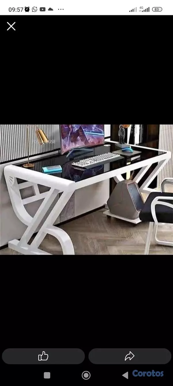 decoración y accesorios - *ESCRITORIO MODERNO GAMER*

▪️BASE DE *METAL* TOPE DE *VIDRIO* (CRISTAL)
 2