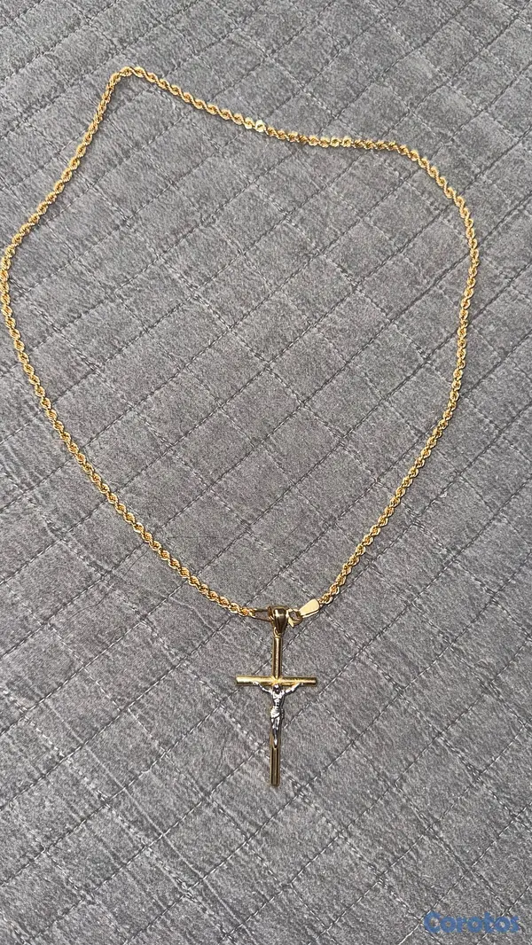 joyas, relojes y accesorios - Cadena de Oro 14k Tejido Soga con Dije de Cruz  7