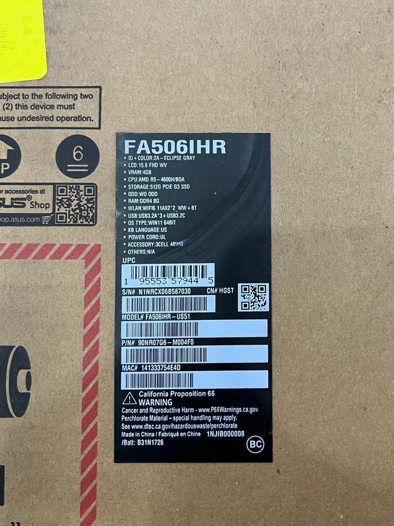celulares y tabletas - Asus A15 FA06IHR Intel i5 8GB/512GB 2