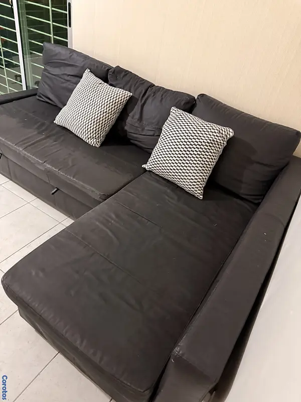 muebles y colchones - sofa cama 3 piezas color negro, de piel IKEA 7