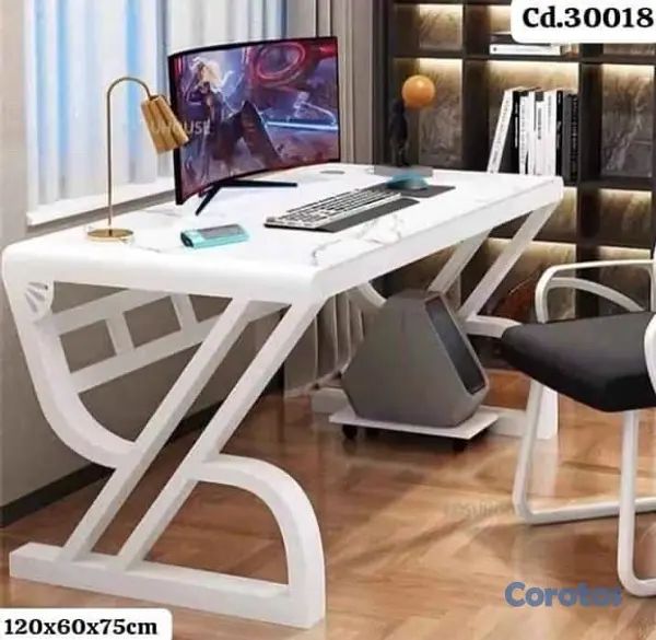 decoración y accesorios - *ESCRITORIO MODERNO GAMER*

▪️BASE DE *METAL* TOPE DE *VIDRIO* (CRISTAL)
 3
