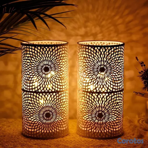 decoración y accesorios - Lámpara Decorativa de Metal con Vela LED – Luz Agr 5