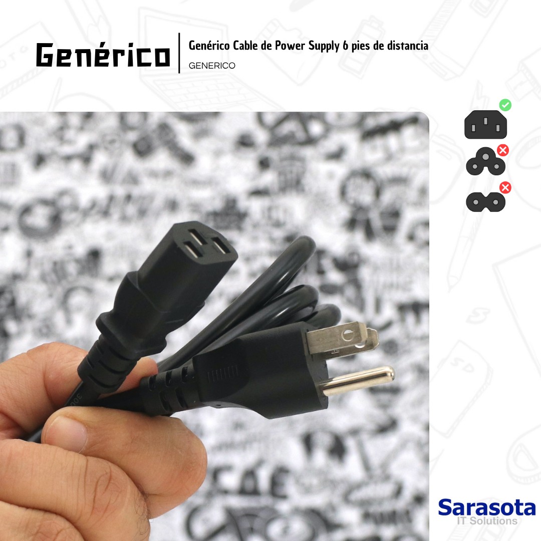 accesorios para electronica - Cable de fuente de 6 pies 0