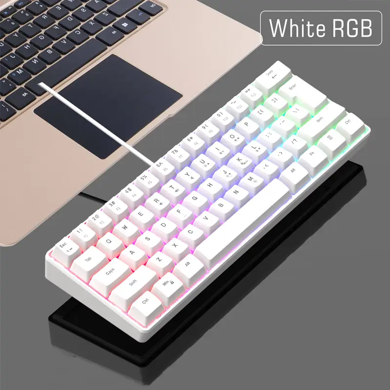 accesorios para electronica - Teclado Luminoso Gamer USB De Juego RGB, Mini 60%  2