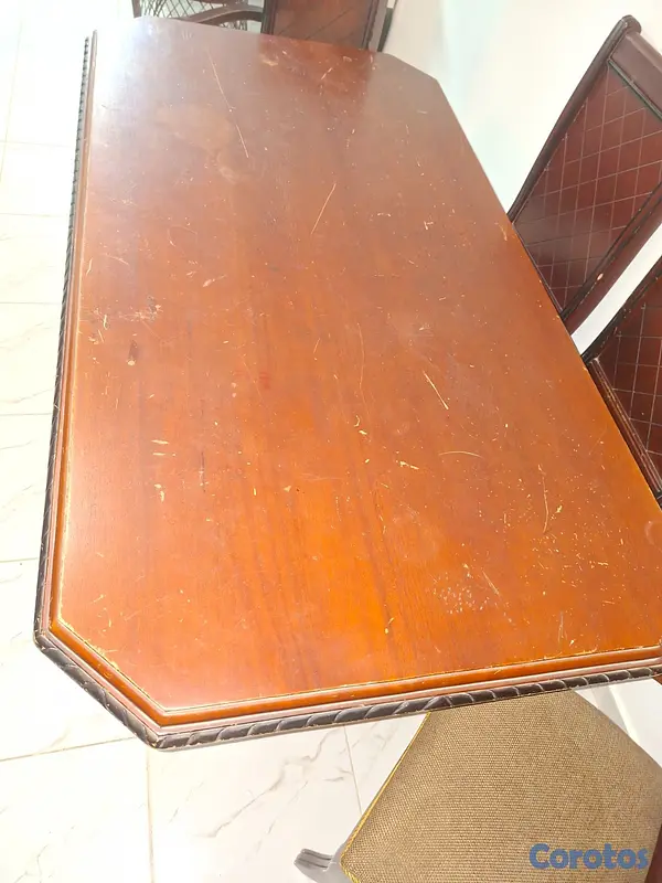 muebles y colchones - COMEDOR DE 6 SILLAS CAOBA COLOR MARRON 3