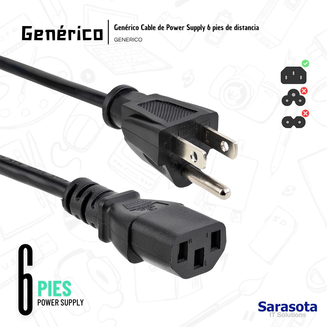 accesorios para electronica - Cable de fuente de 6 pies 1