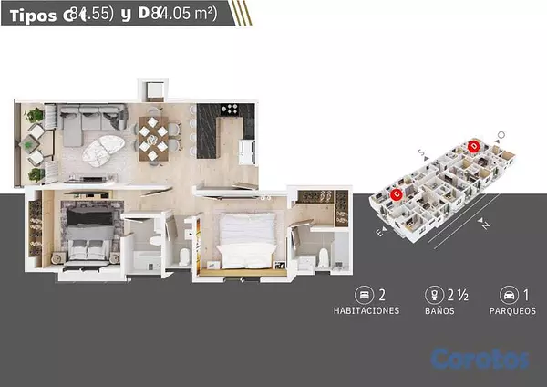 apartamentos - Apartamento en venta en bella vista de dos habitac 11