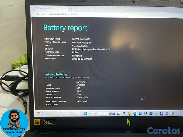 computadoras y laptops - Laptop ACER Nitro ANV15 Ryzen 5 7535H, RTX 4050, 1 2