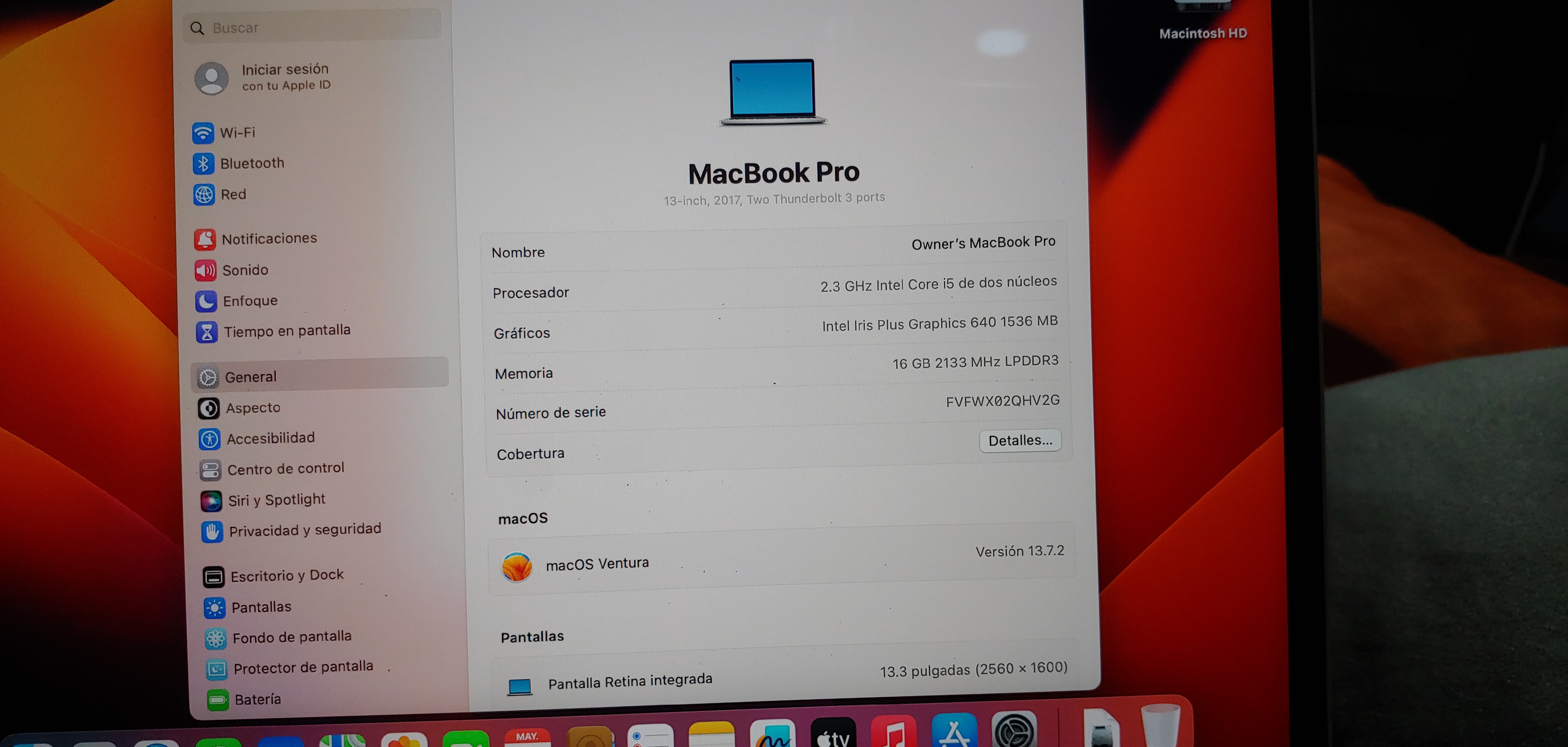 computadoras y laptops - Apple MacBook Pro 13" Core i5 16GB 128GB Gray 2017  2