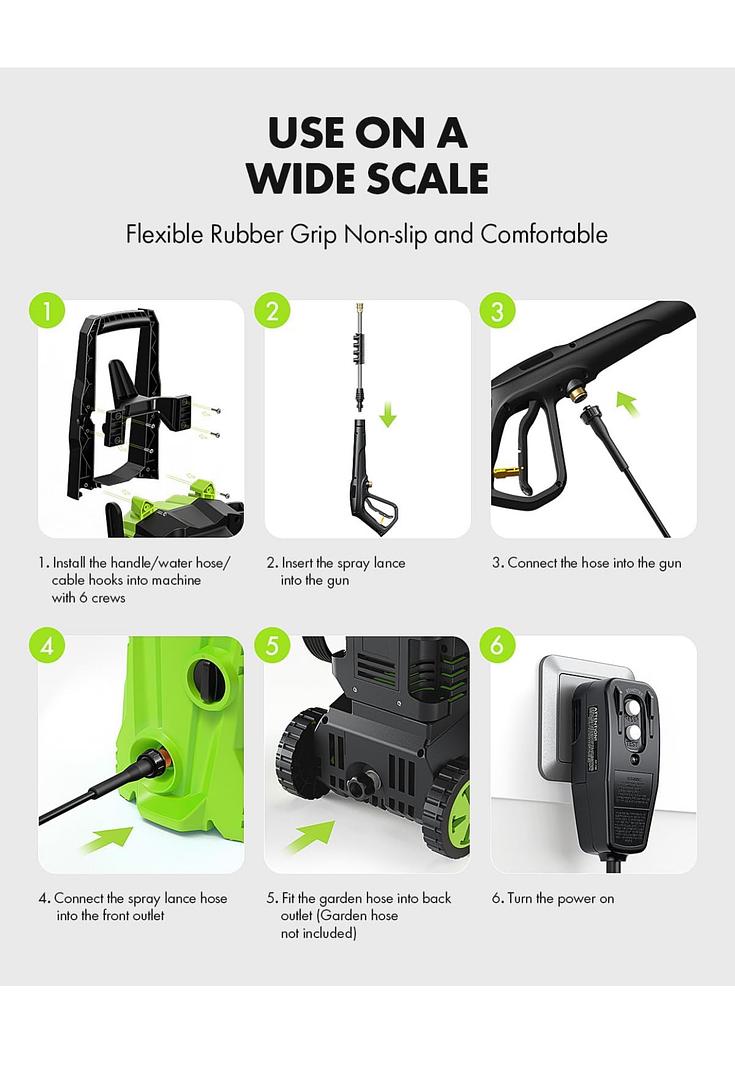 herramientas, jardines y exterior - Hidrolavadora eléctrica a presión maxima 2400 libras por pulgadas cuadrada Nueva 4