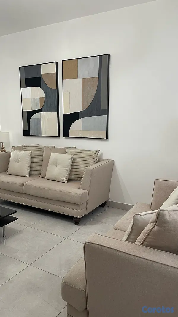muebles y colchones - Juego de Sofás Beige Modernos (2 piezas) 4