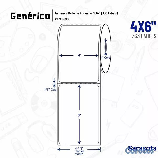 accesorios para electronica - Genérico Rollo de Etiquetas 4X6" (333 Labels) 2