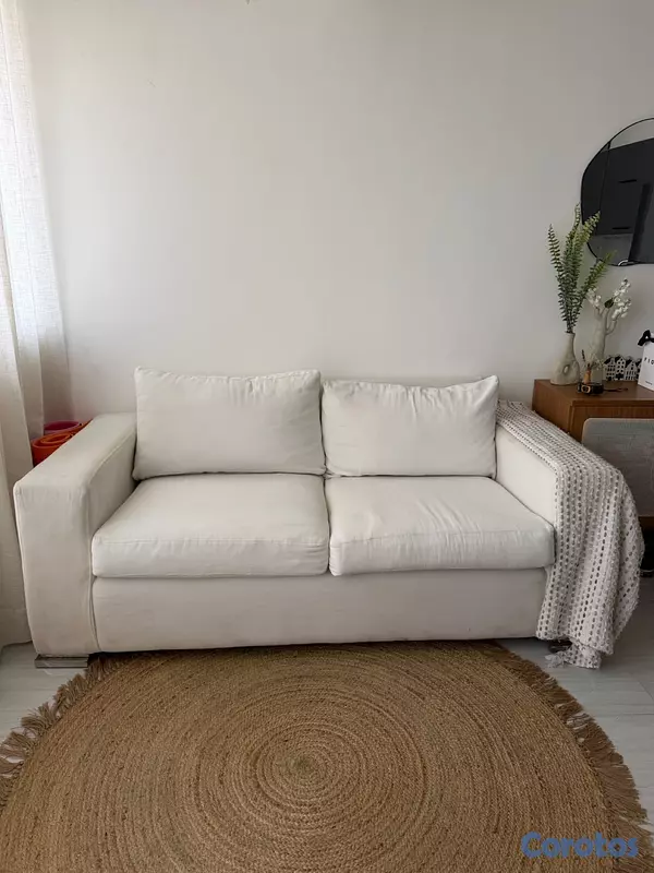 muebles y colchones - Sofá blanco de tela – estilo moderno y cómodo 3