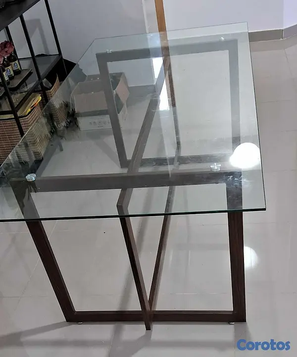 muebles y colchones - Mesa de cristal para 6 sillas 2