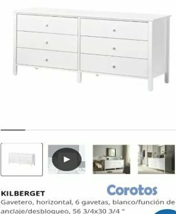 muebles y colchones - 🔥 Gavetero IKEA Kilberget 6 Gavetas Blanco – Como  2