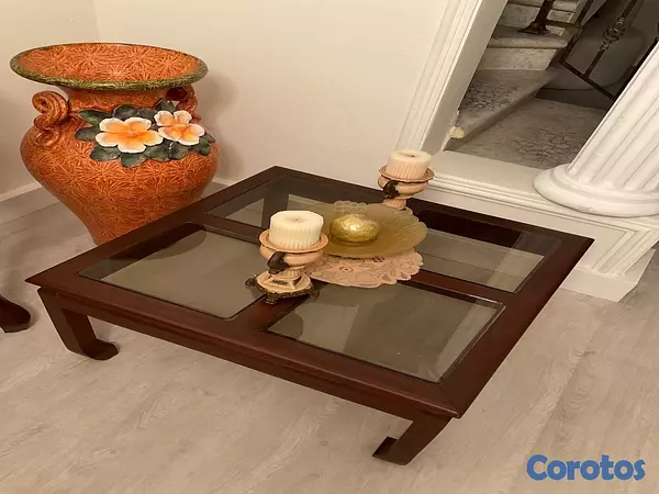 muebles y colchones - Mesa y centro de mesa en caoba  2