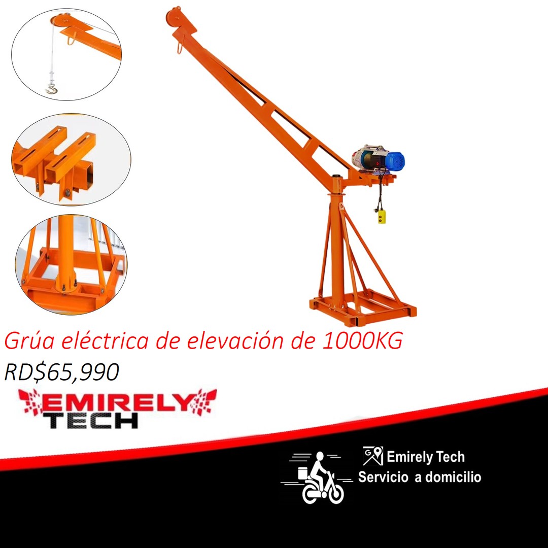 equipos profesionales - Grua polea electrica de gancho de elevacion giratoria winche de 1000KG 0