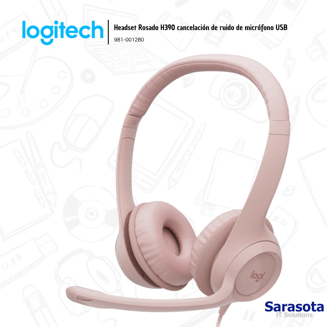 camaras y audio - Logitech Headset Rosado H390 cancelación de ruido  1