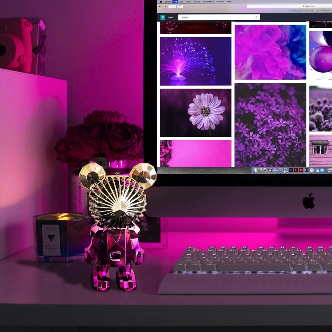 accesorios para electronica - Ventilador de escritorio USB portátil de oso colorido recargable 3