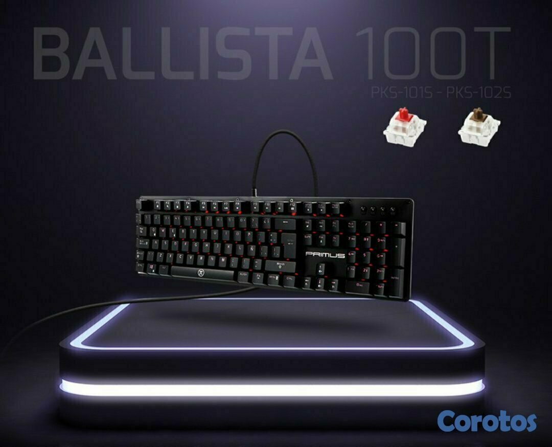computadoras y laptops - TECLADO PRIMUS GAMING, USB, CON ILUMINACION ROJA (PKS-101S) 1