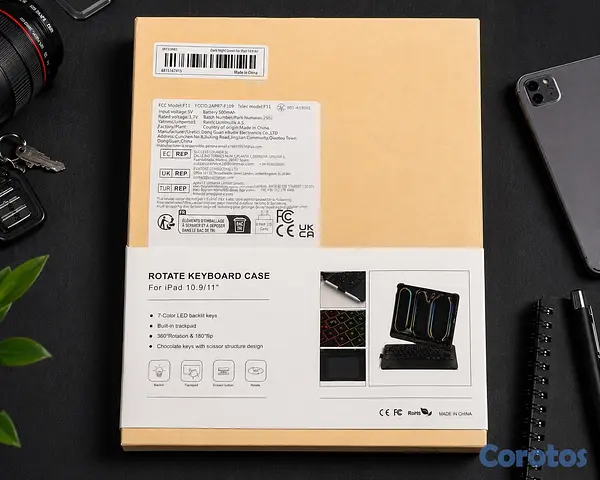 celulares y tabletas - Teclado iPad F360 con funda + luces RGB y trackpad 2