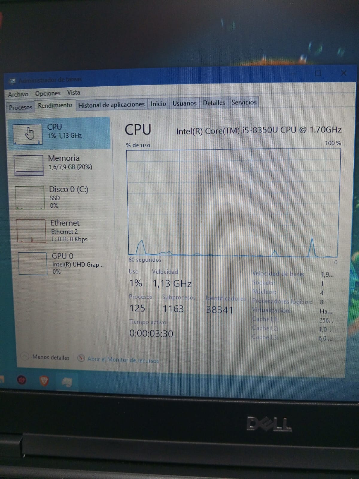 computadoras y laptops - Laptop Dell core i5 8va 8gb ddr4 256ssd 2