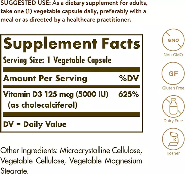 Salud y Equipamiento Médico - Vitamina D3 360 Caps Solgar 2