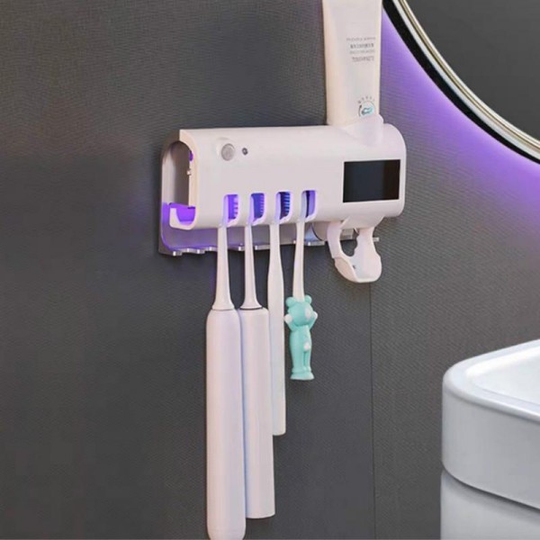 salud y belleza - Dispensador de pasta de dientes esterilizador y soporte de cepillo de dientes  0
